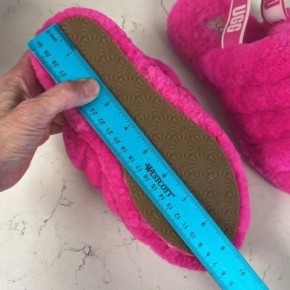 UGG Fluff Yeah Slide Kids Youth Size 4 Rock Rose -Hot Pink